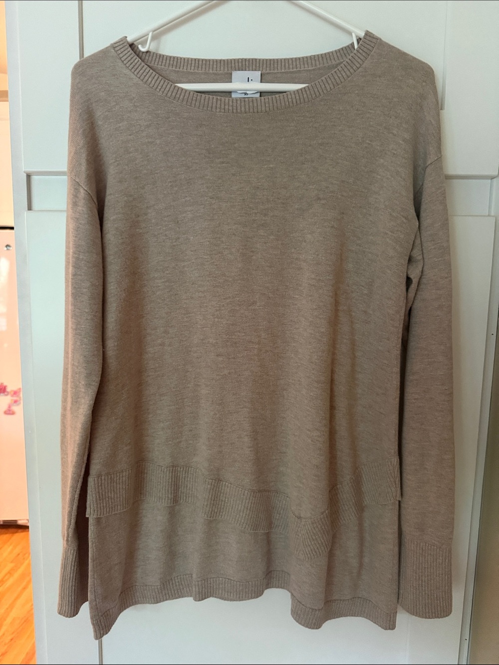 CAbi Women's Crewneck Sweater in Taupe